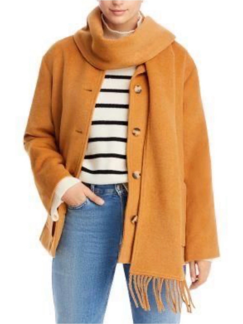 Aqua Camel Jacket with Scarf Size M NWT